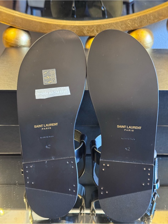 AUTHENTIC Saint Laurent Cassandre Leather Sandals In Black - Size 42 main image 13